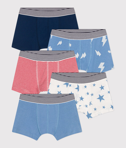 5-pak boxershorts i bomuld til drenge med print