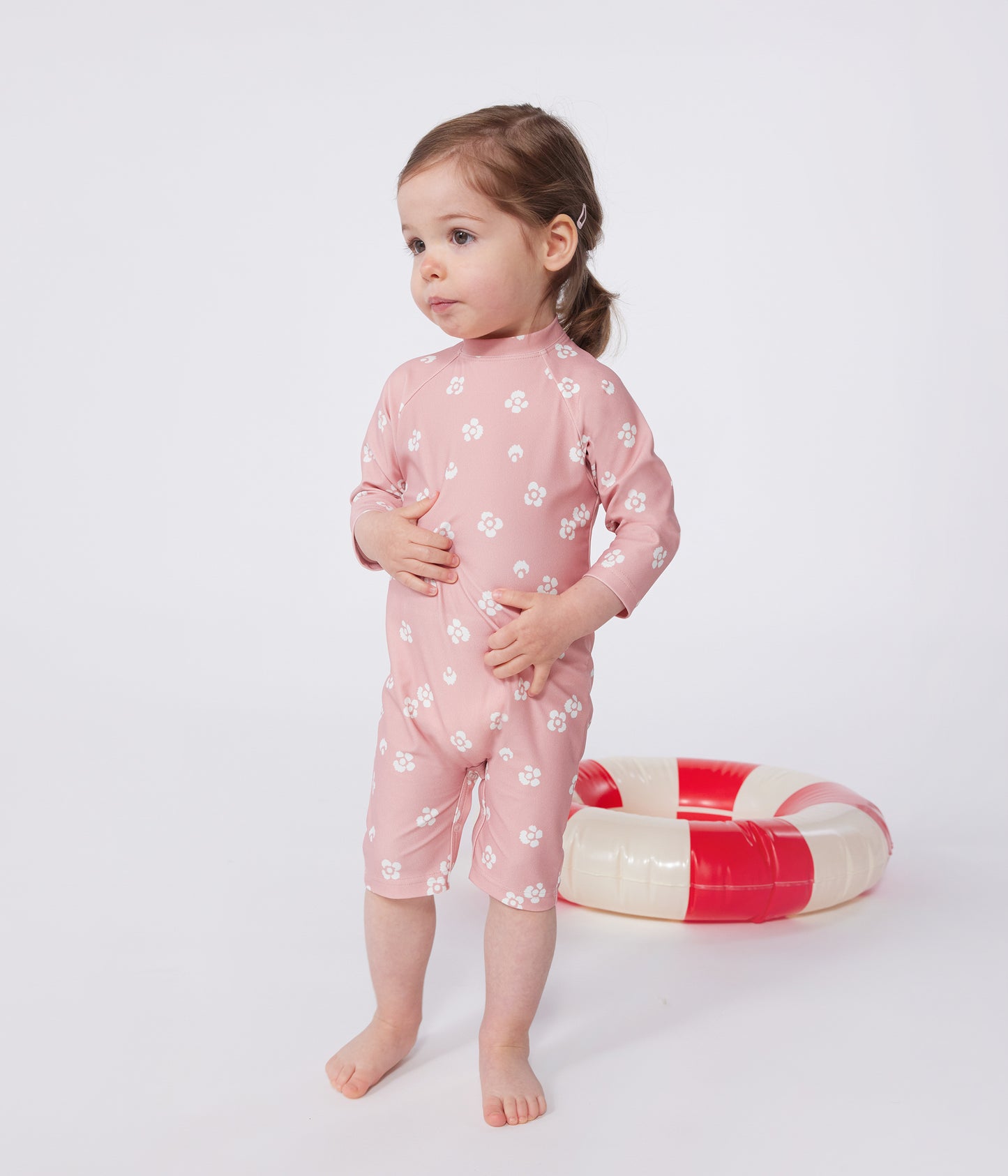 UV-beskyttende badedragt med blomsterprint til baby