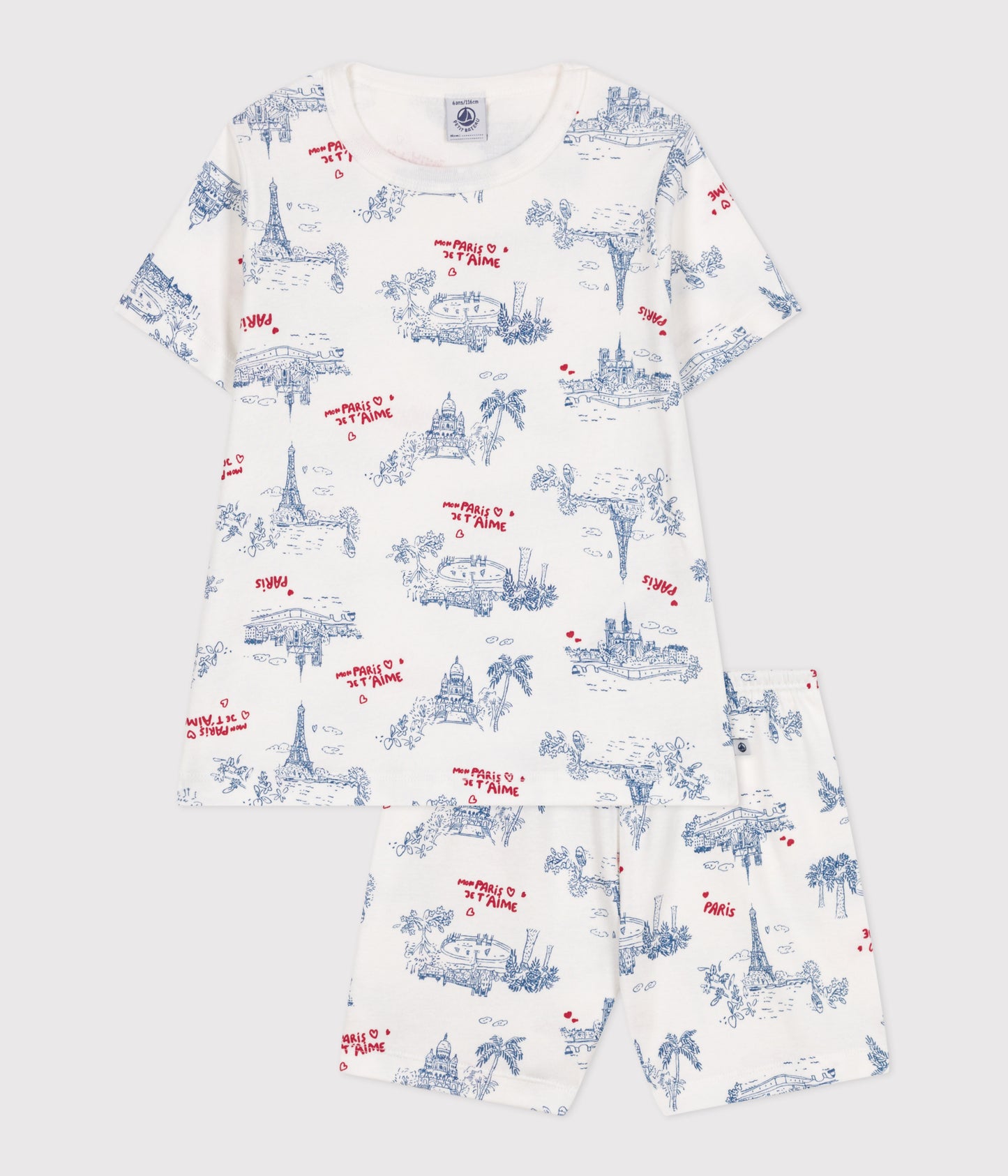 Kortærmet pyjamas til børn "Mon Paris Je T'aime"