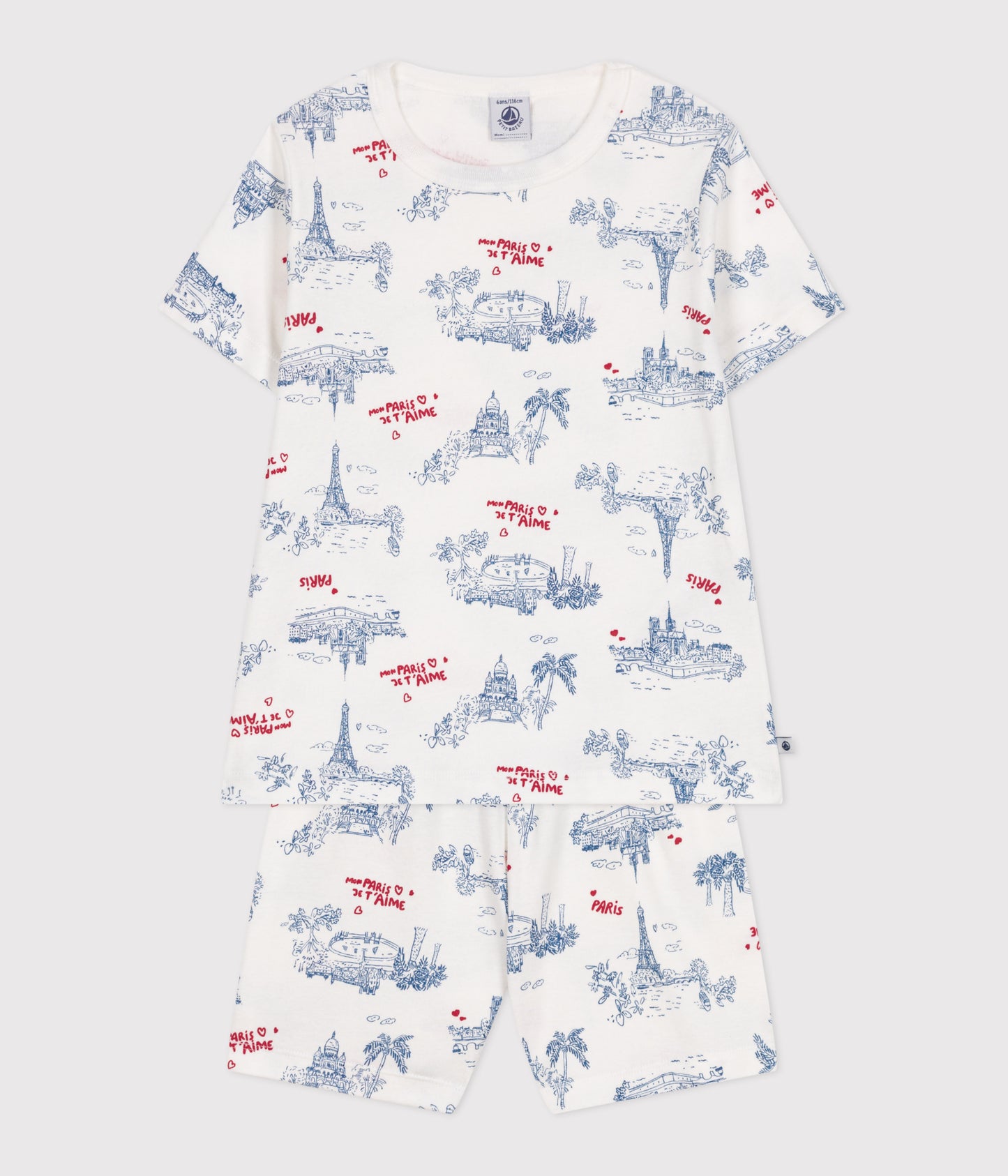 Kortærmet pyjamas til børn "Mon Paris Je T'aime"