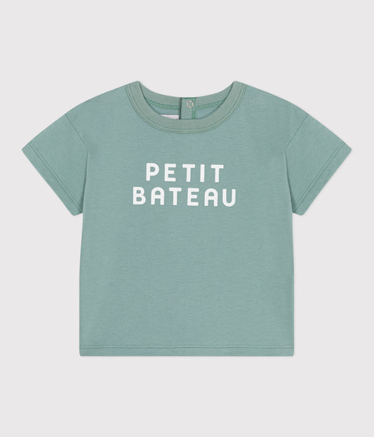 T-shirt i ensfarvet bomuld til baby - grøn