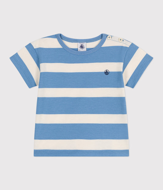 Kortærmet, stribet bomulds-T-shirt til babyer