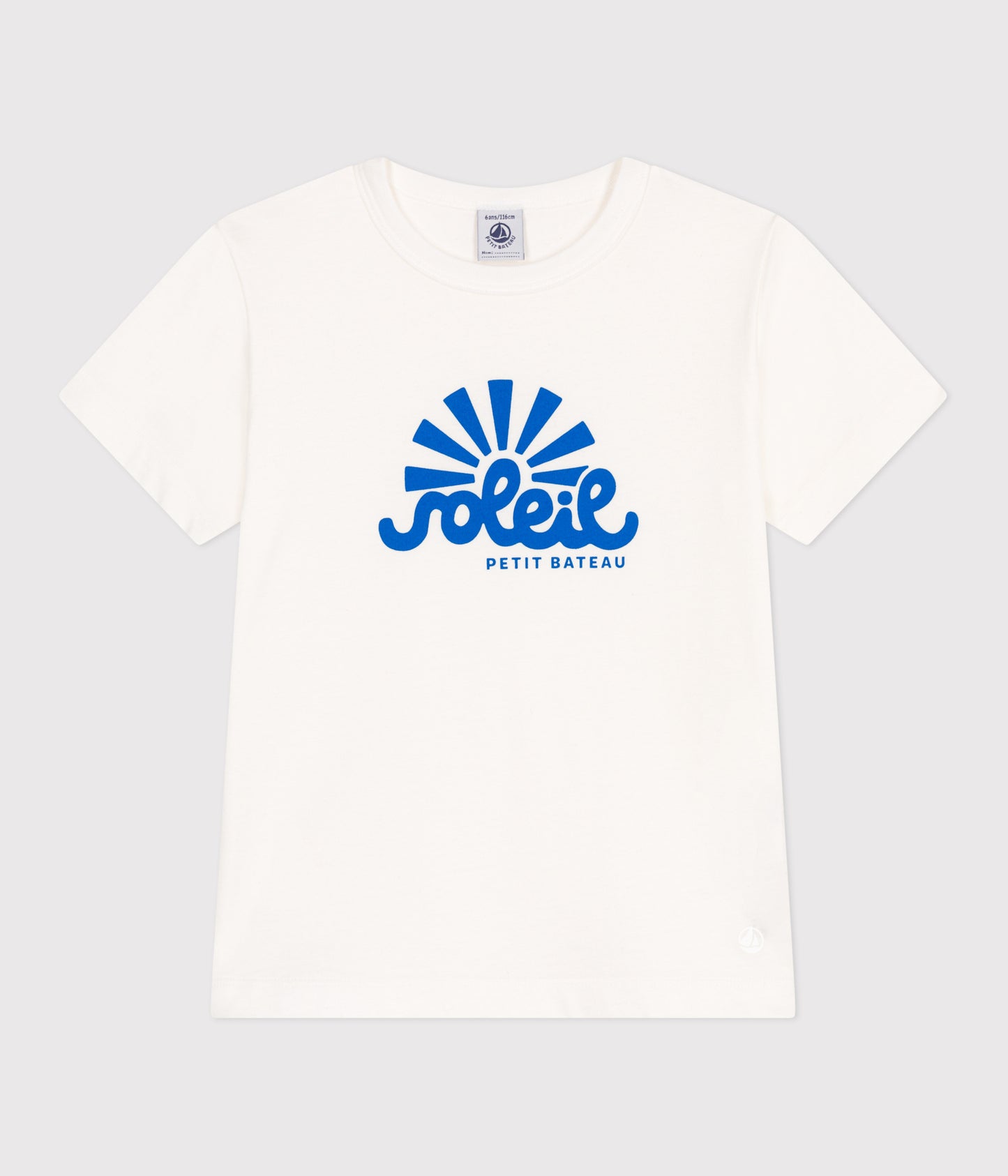 T-shirt i bomuld til børn - hvid med blåt print