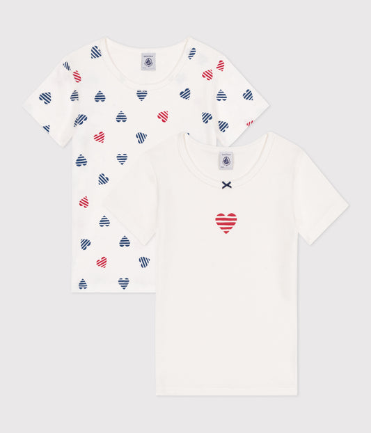 2-pak t-shirts i bomuld til børn med stribet hjerteprint til børn