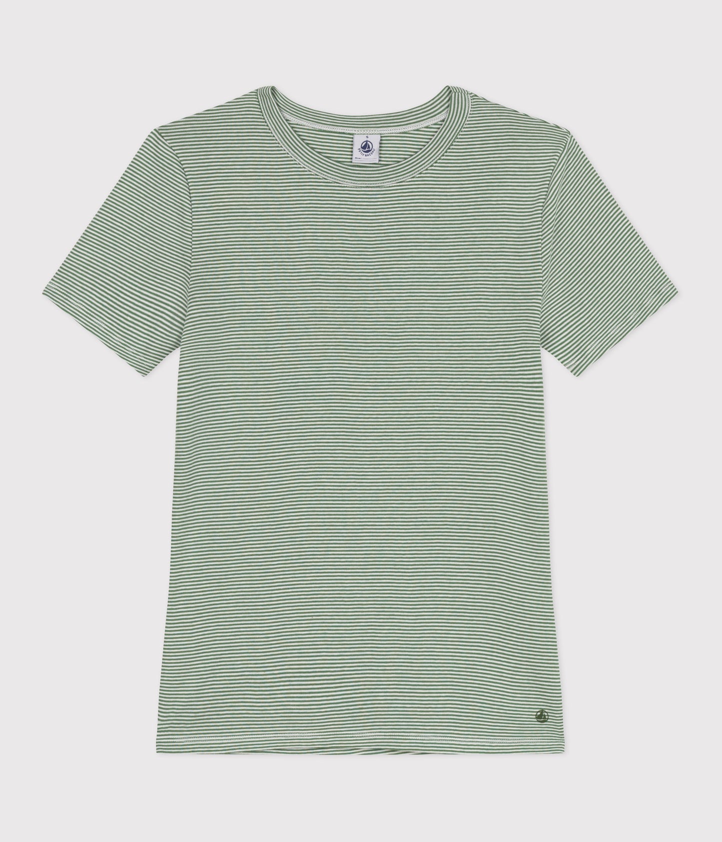 T-shirt med rund hals i bomuld til kvinder - grønne striber