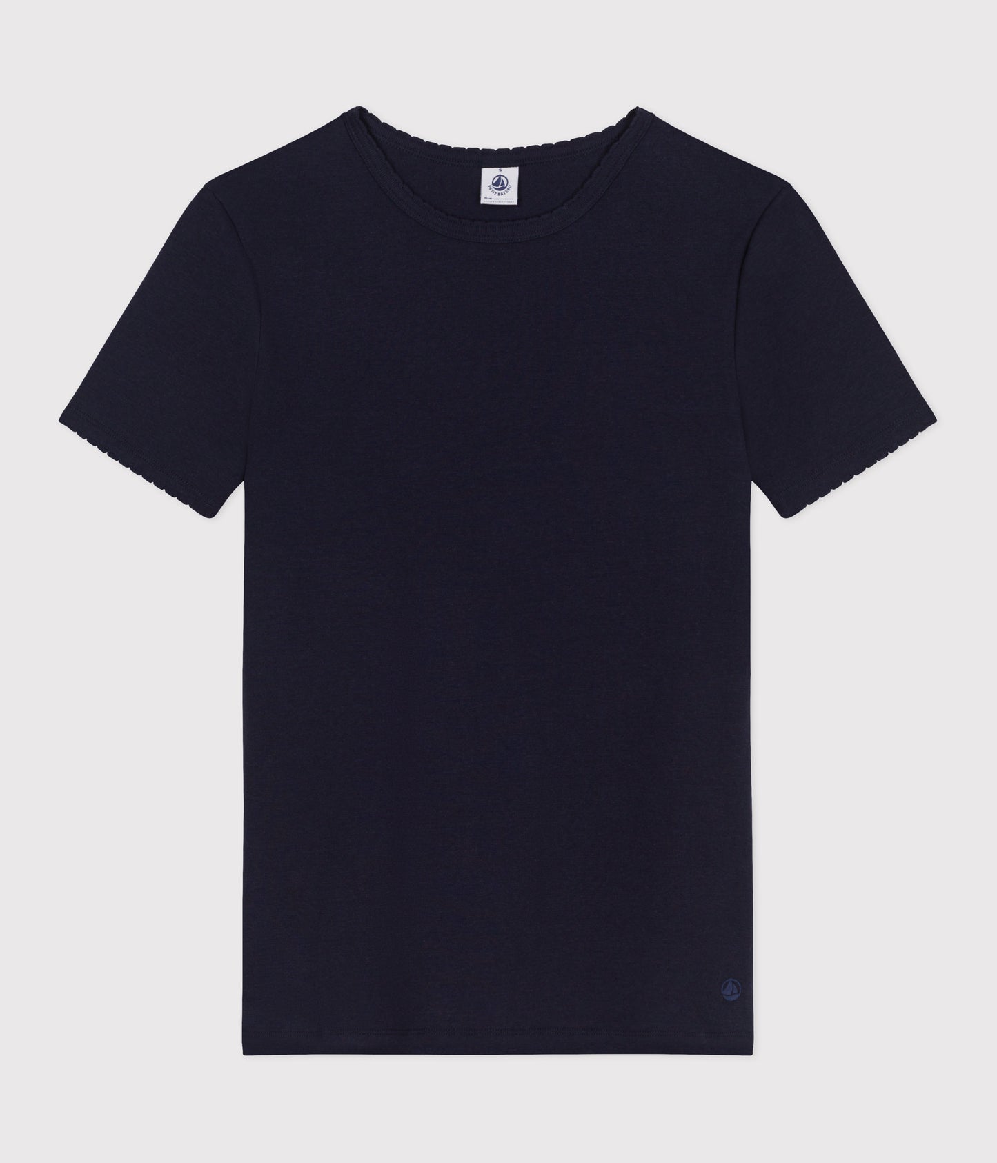 T-shirt med bølgekant til kvinder - Mørkeblå