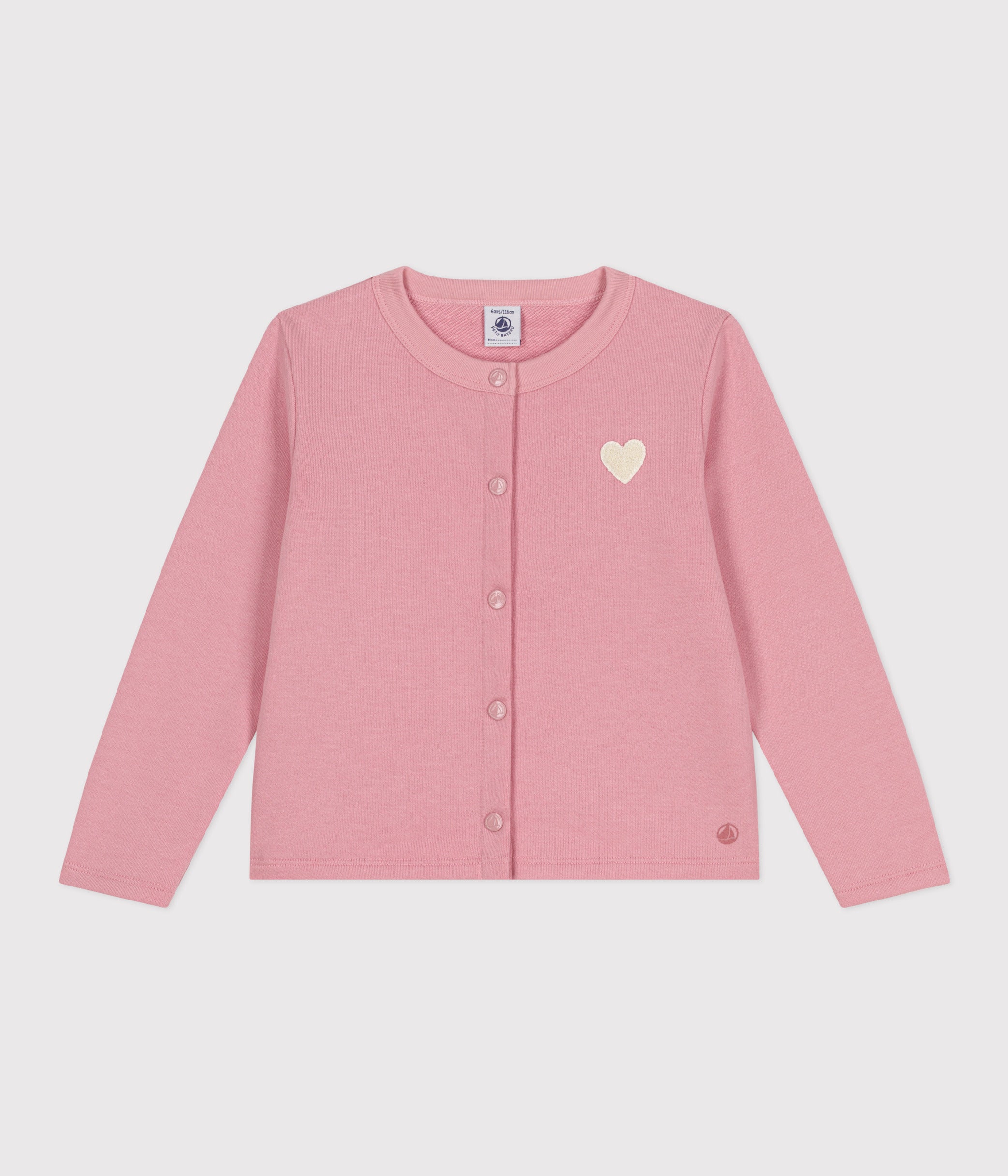 Cardigan med broderet hjerte til børn - lyserød