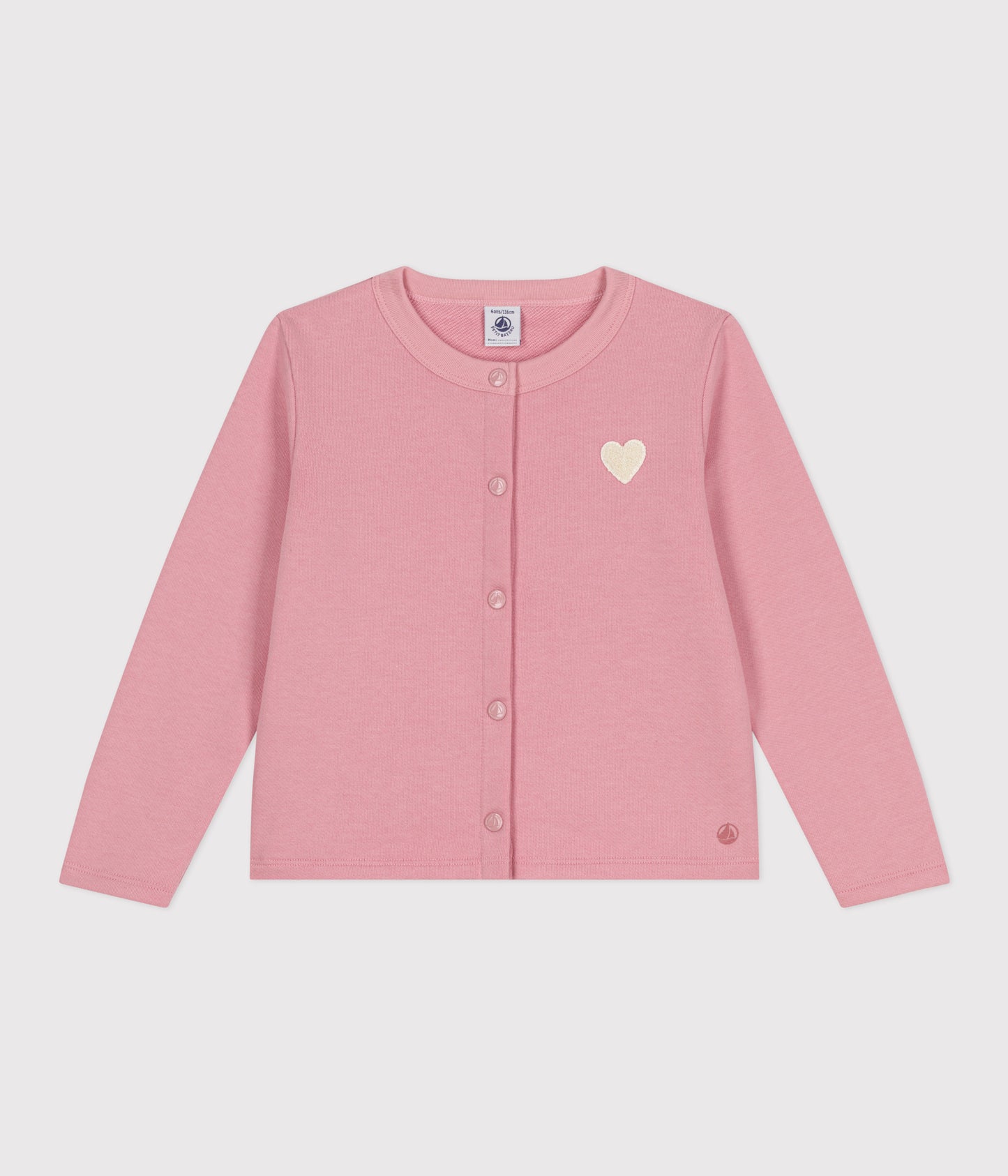 Cardigan med broderet hjerte til børn - lyserød