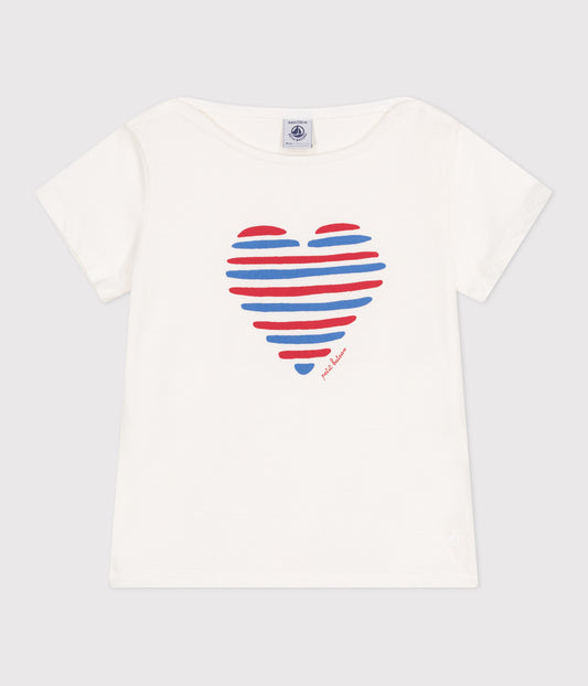 T-shirt i bomuld med stribet hjerte til børn