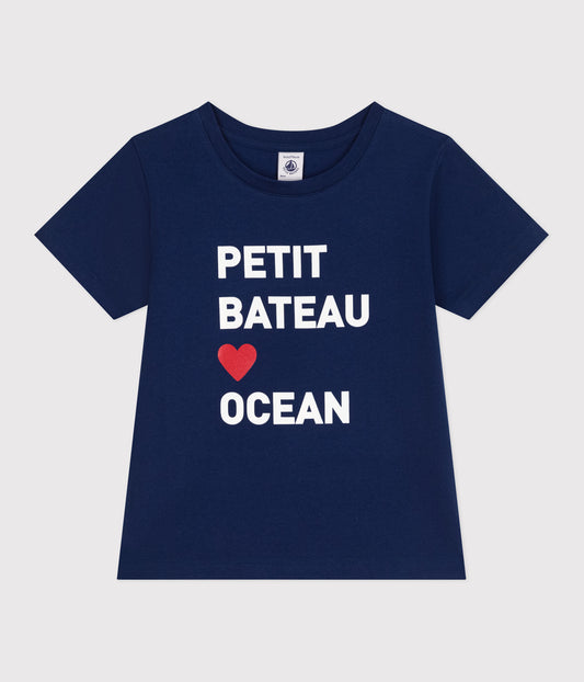 T-shirt <3 ocean til børn - mørkeblå
