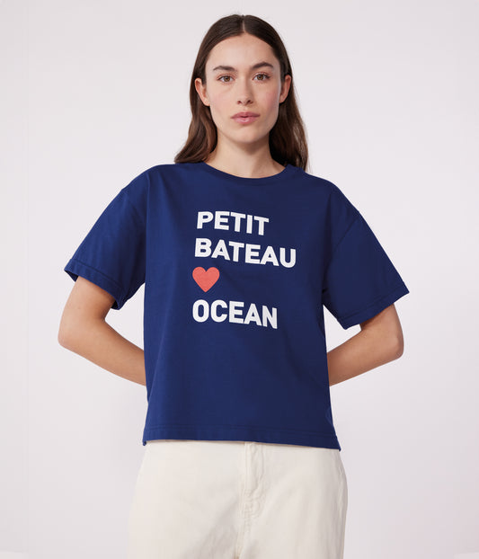 T-shirt <3 ocean til kvinder - mørkeblå