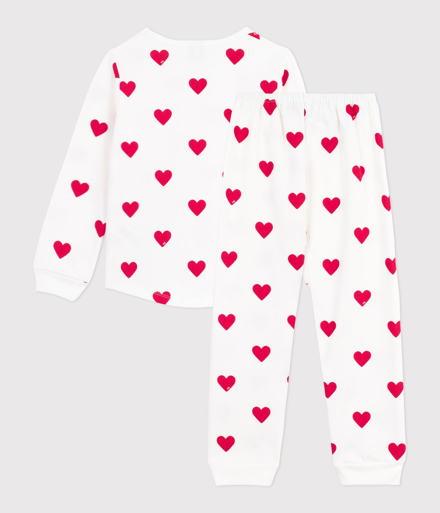 Pyjamas med røde hjerter i fleece bomuld