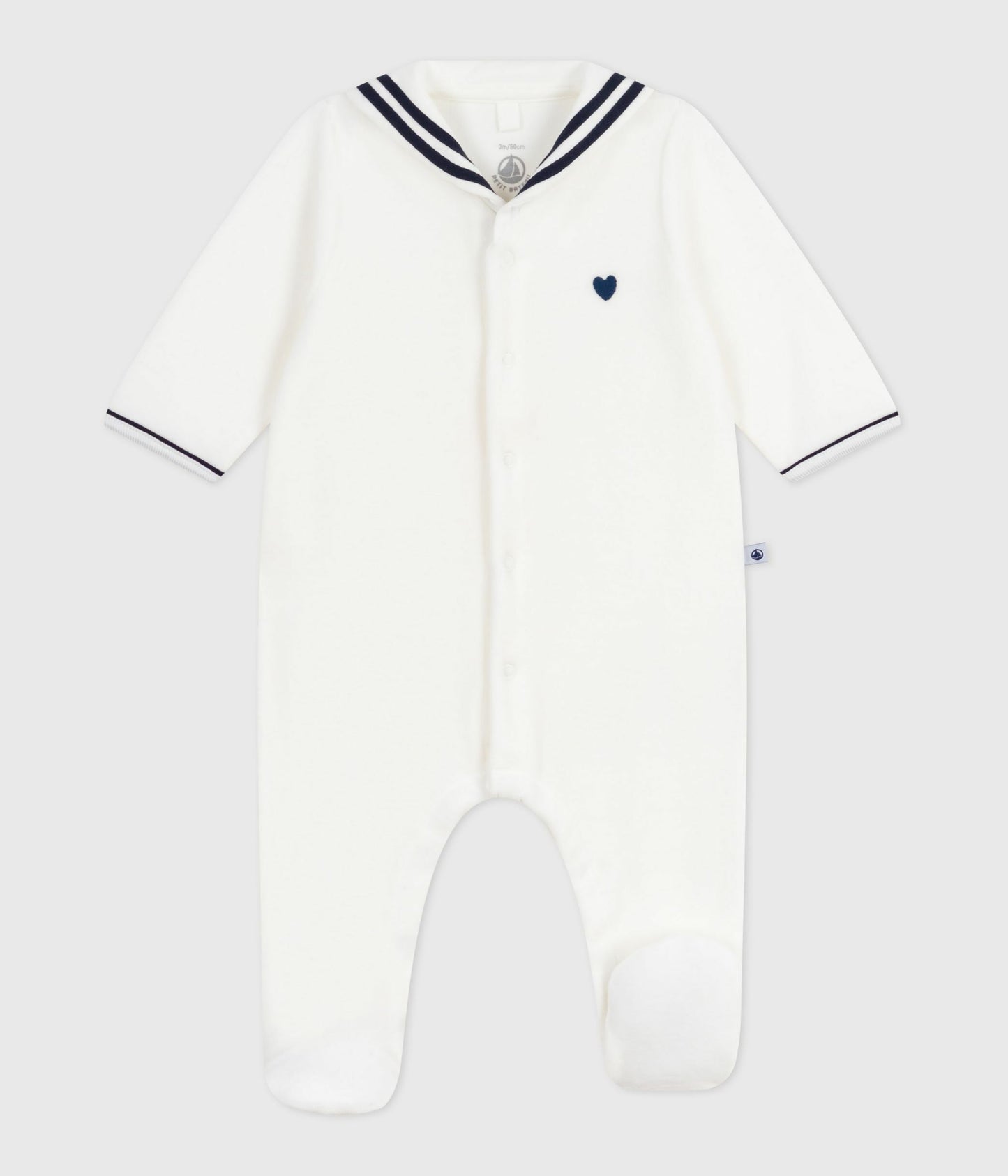 Pyjamas i velour til baby med sømandskrave