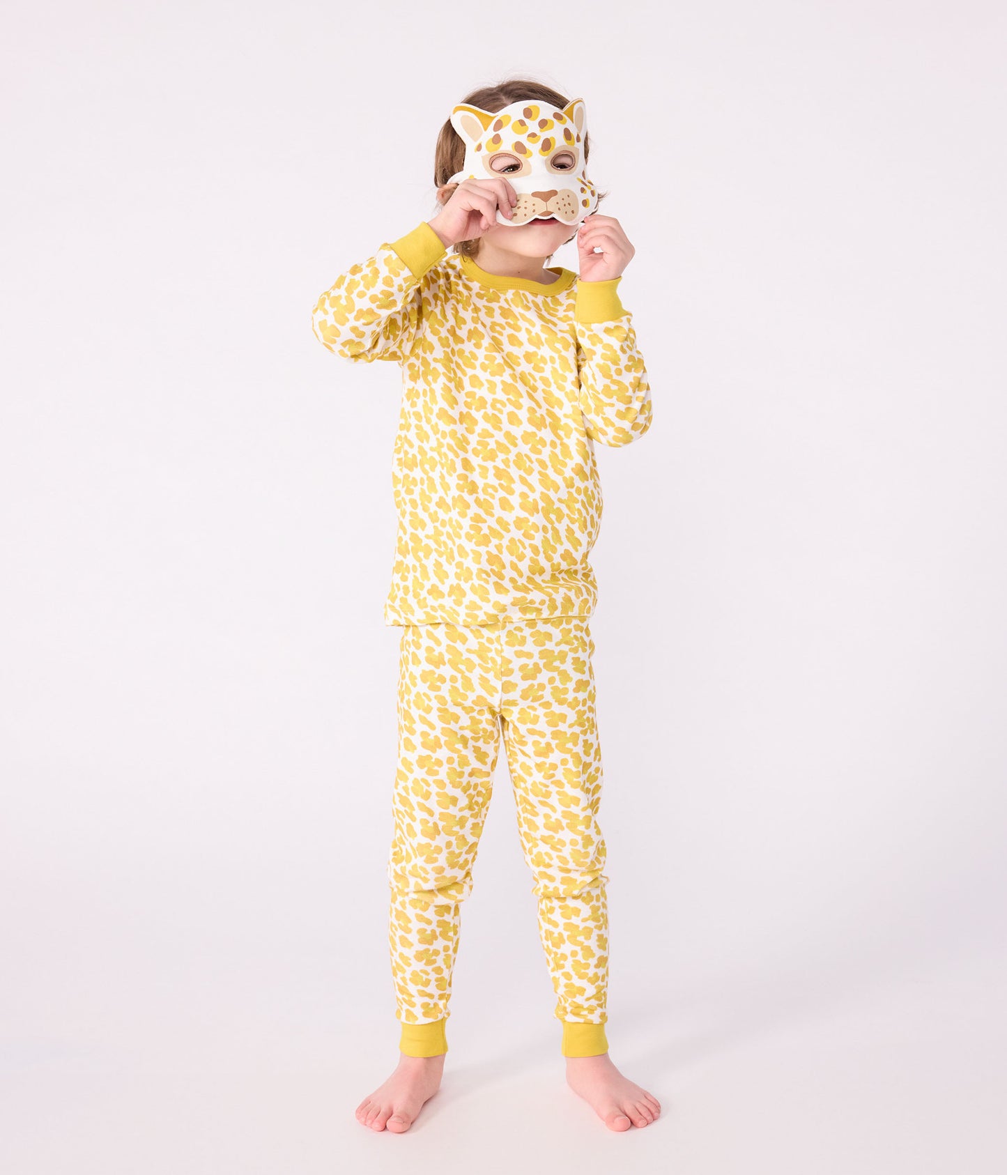 Langærmet pyjamas med leopard print og maske