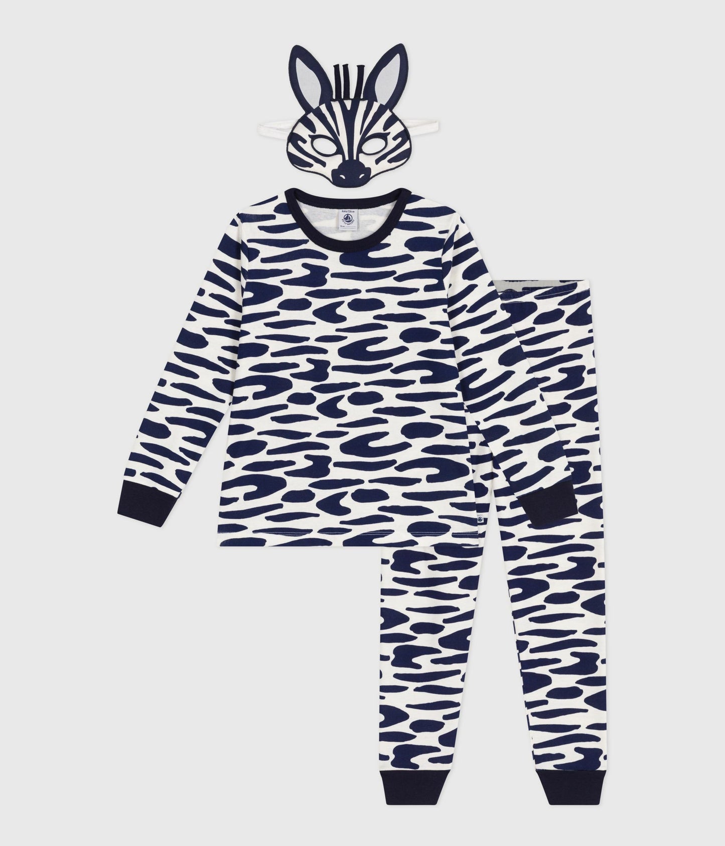 Langærmet pyjamas med zebra print og maske