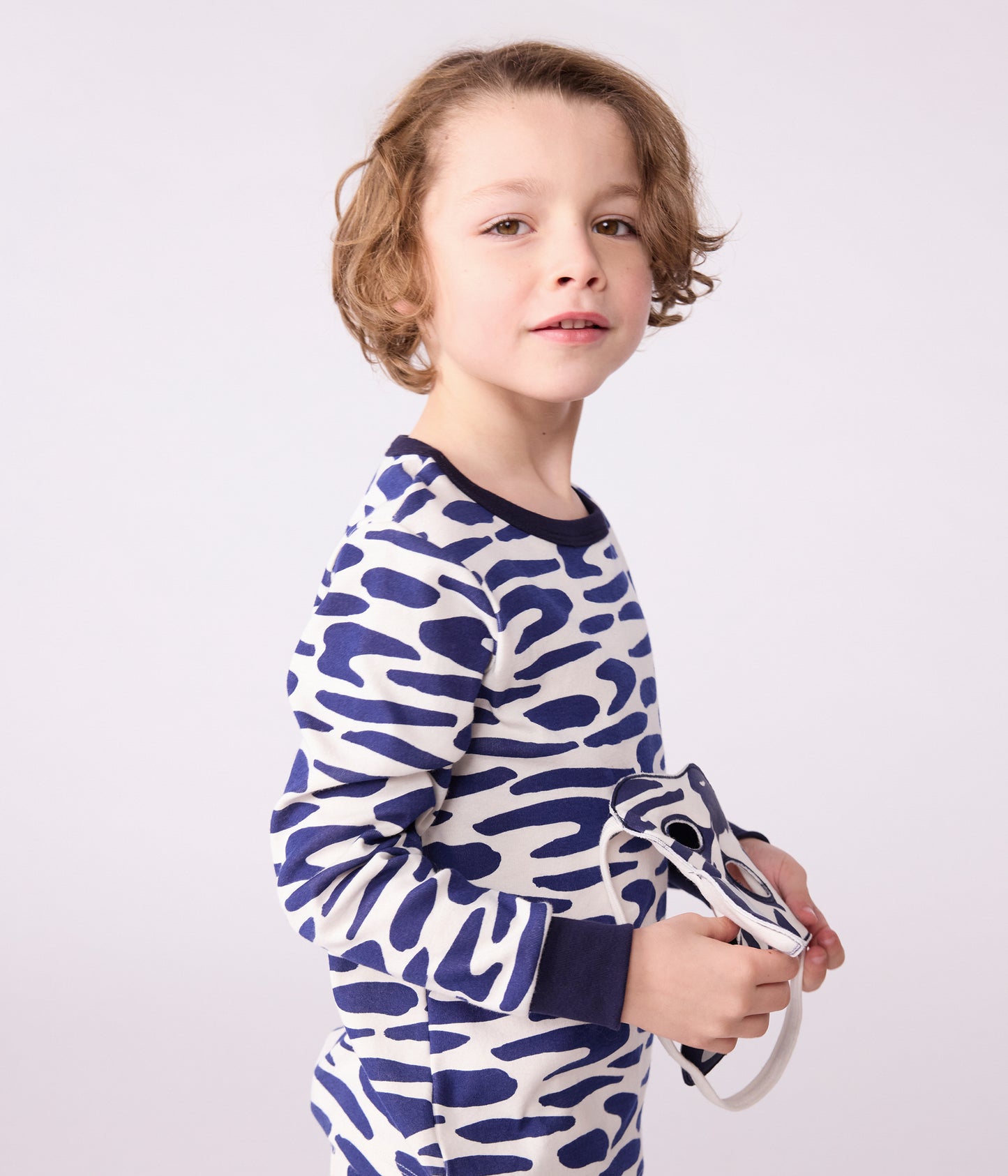 Langærmet pyjamas med zebra print og maske