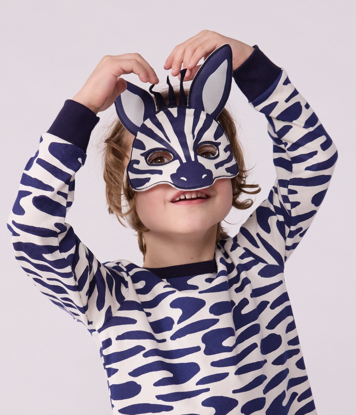 Langærmet pyjamas med zebra print og maske