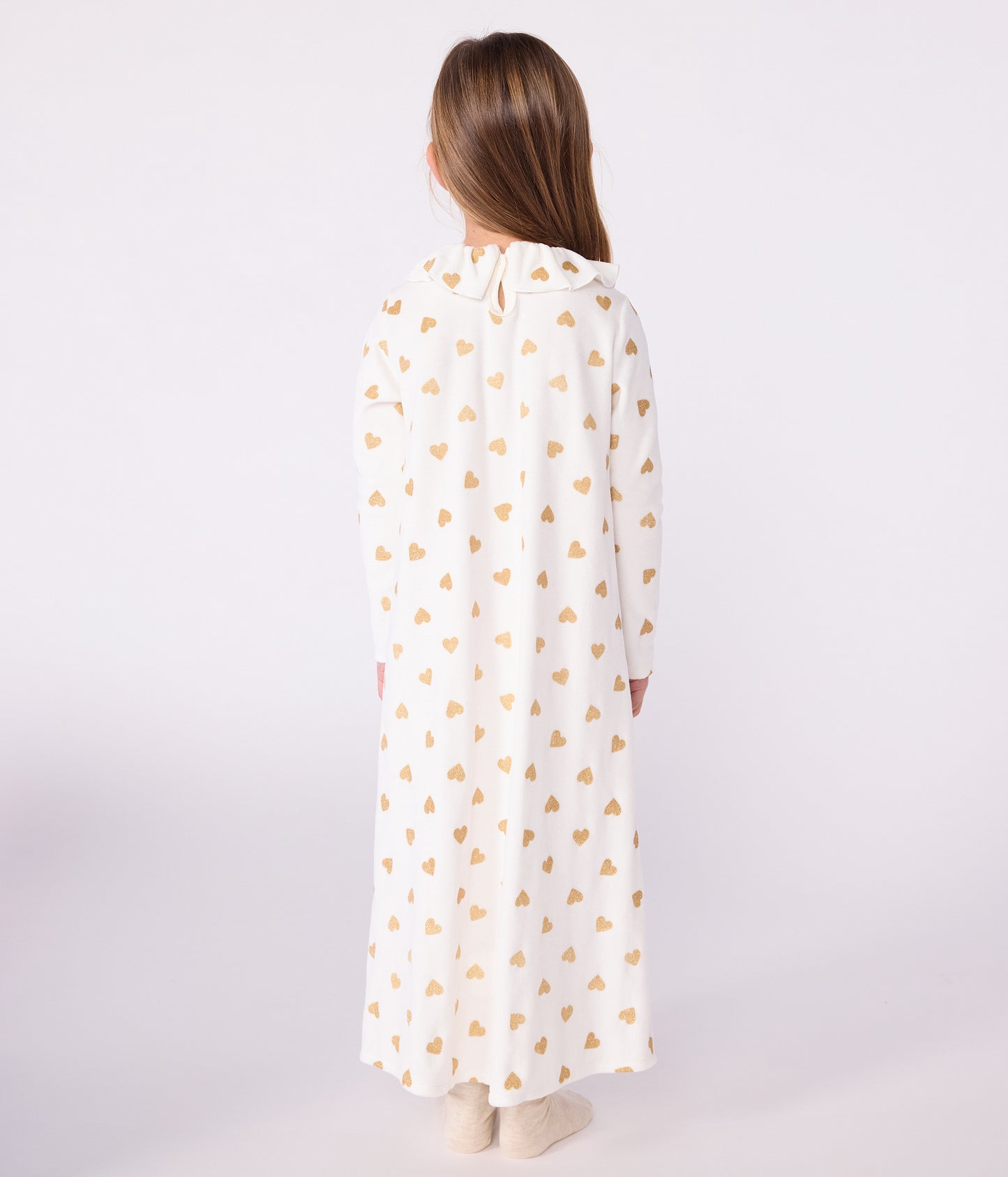 Langærmet natkjole med hjerter og krone