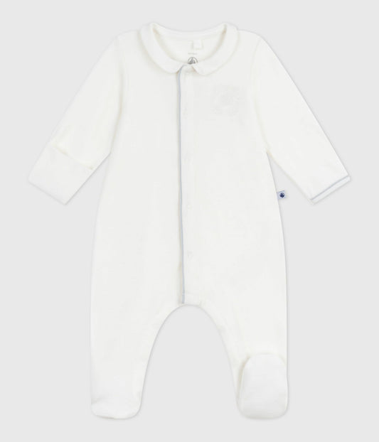 Pyjamas i velour til baby - hvid