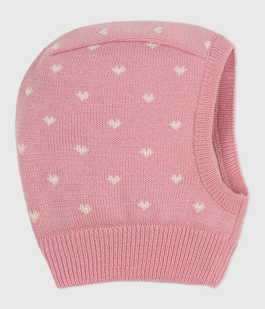 Elefanthue til baby - lyserød med hjerter