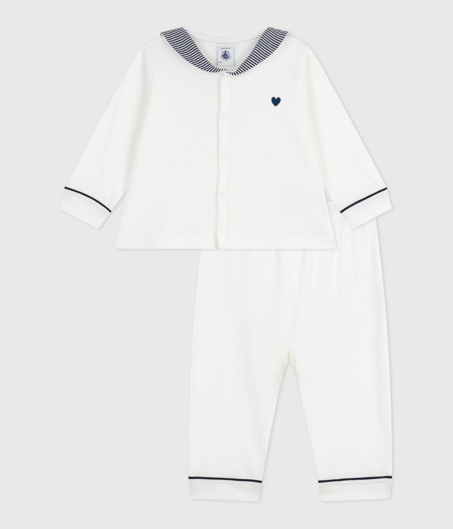 Todelt pyjamas til baby med sømandskrave