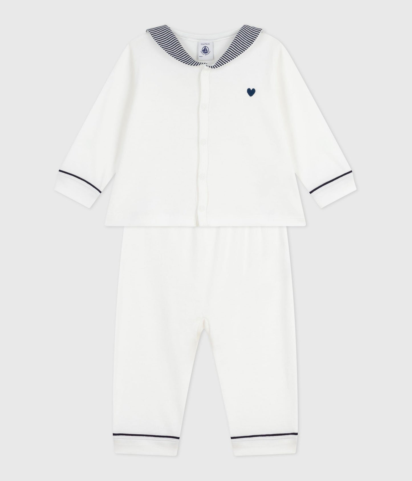 Todelt pyjamas til baby med sømandskrave