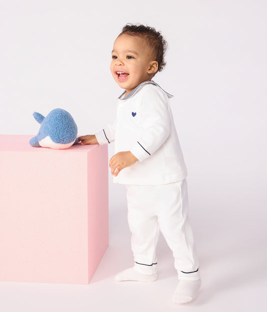 Todelt pyjamas til baby med sømandskrave