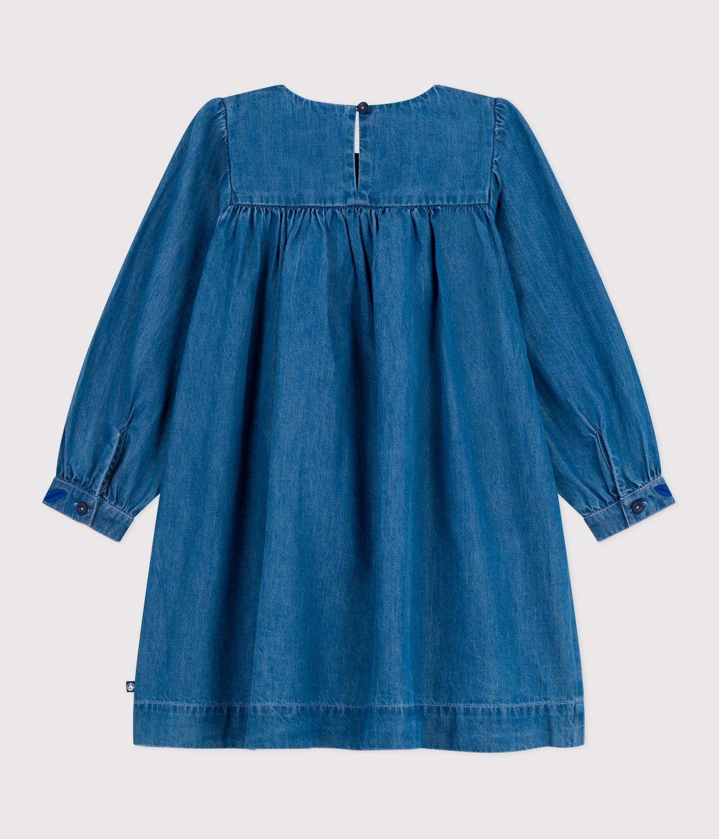 Langærmet denimkjole til piger
