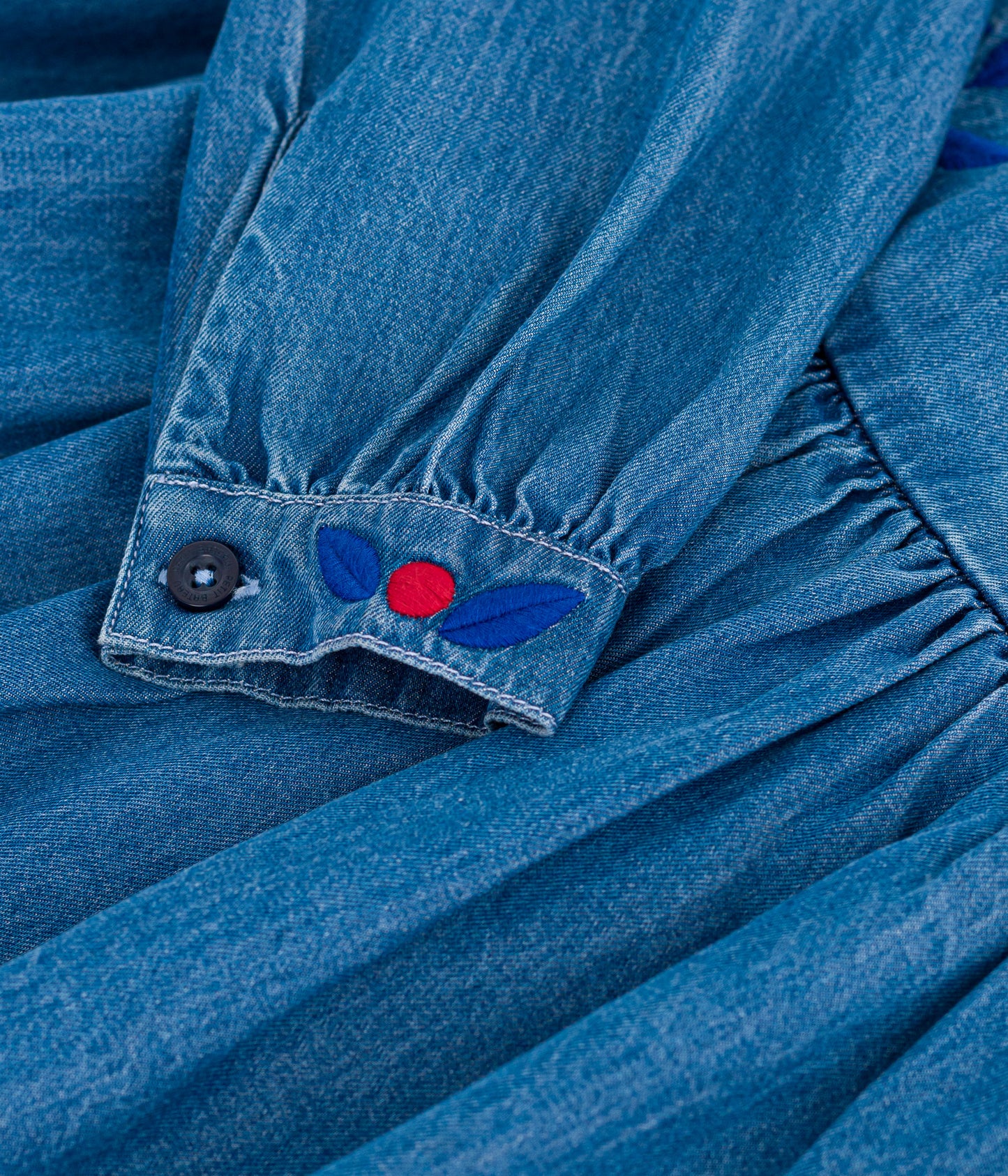 Langærmet denimkjole til piger