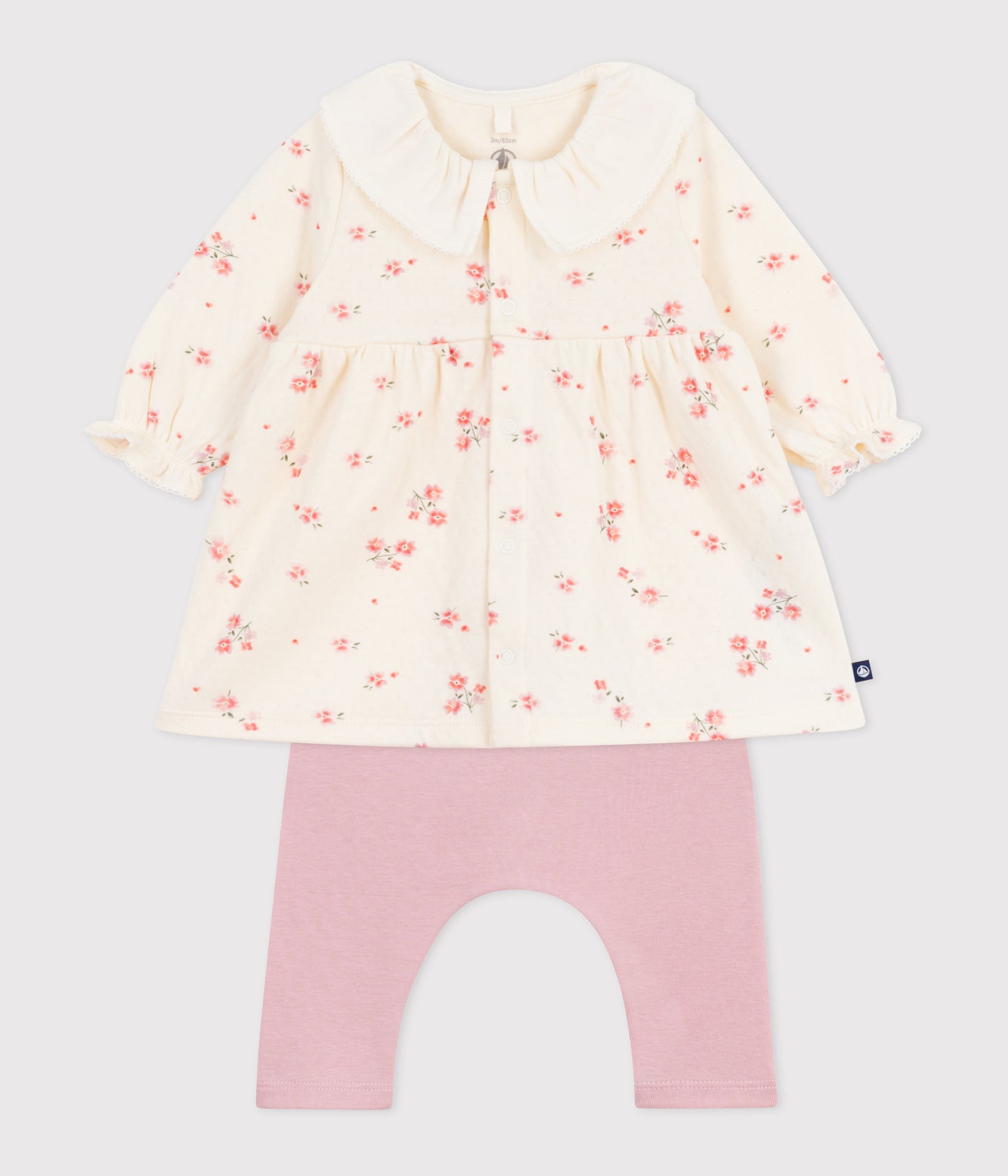 Sæt med blomsterkjole og lyserøde leggins til baby