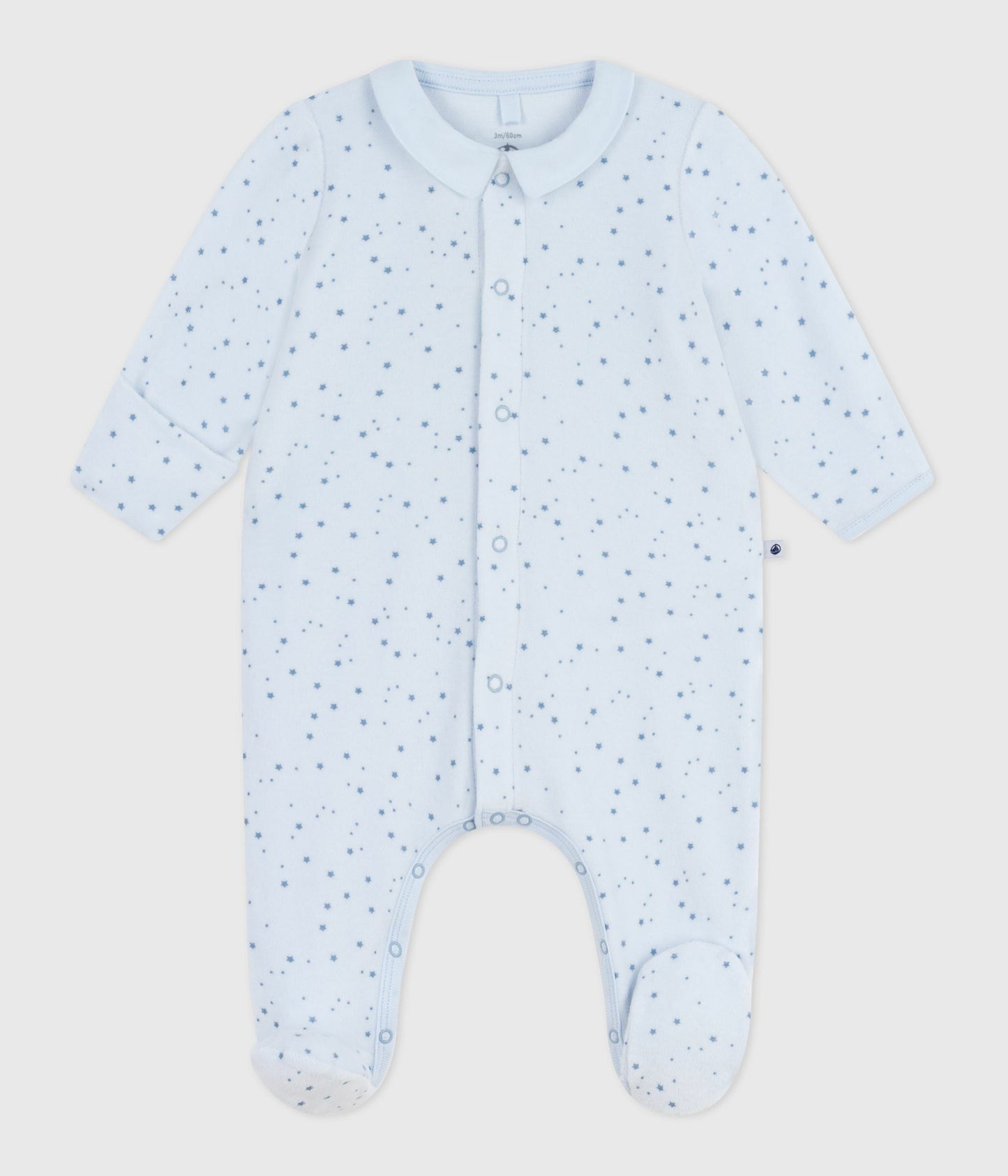 Pyjamas i blå velour til baby med stjerner
