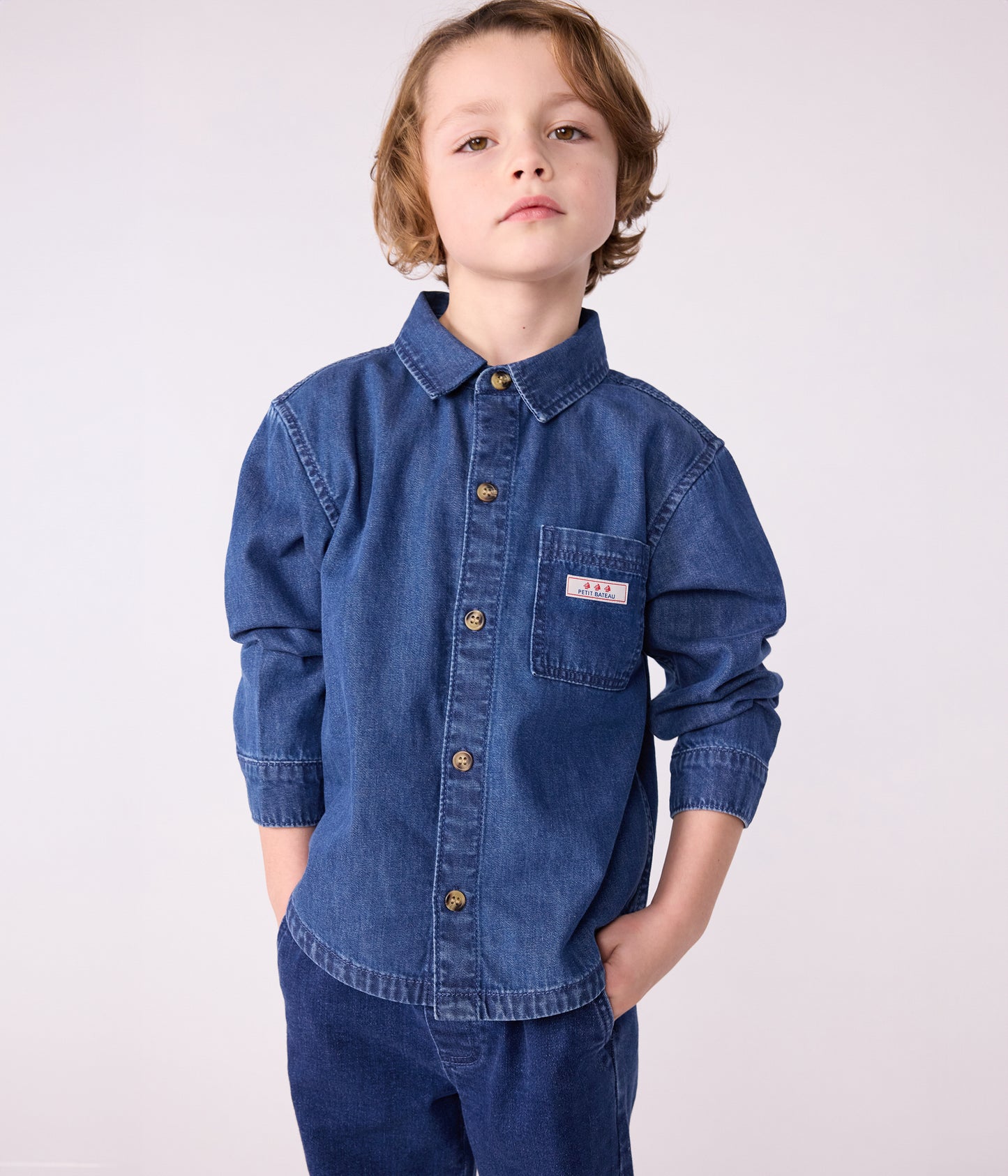 Denimskjorte til børn med logo