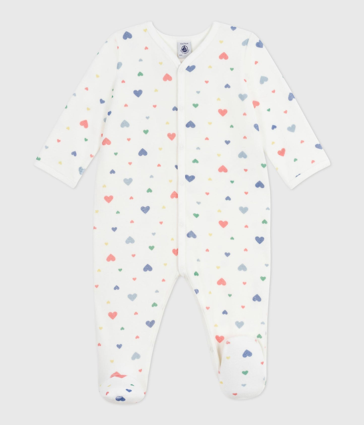 Pyjamas i velour til baby med multifarvede hjerter