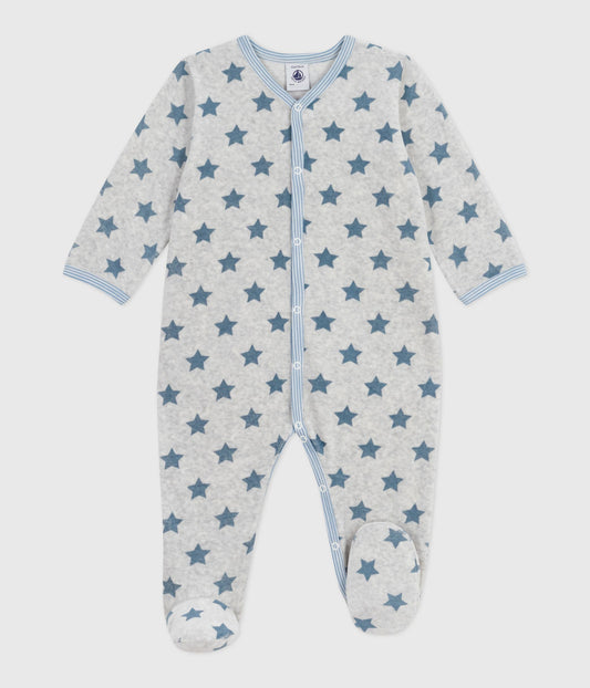 Pyjamas i grå velour med stjerner