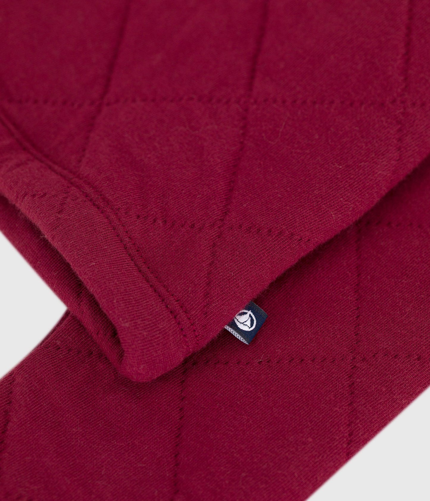 Quiltet cardigan i mørkerød bomuld til piger