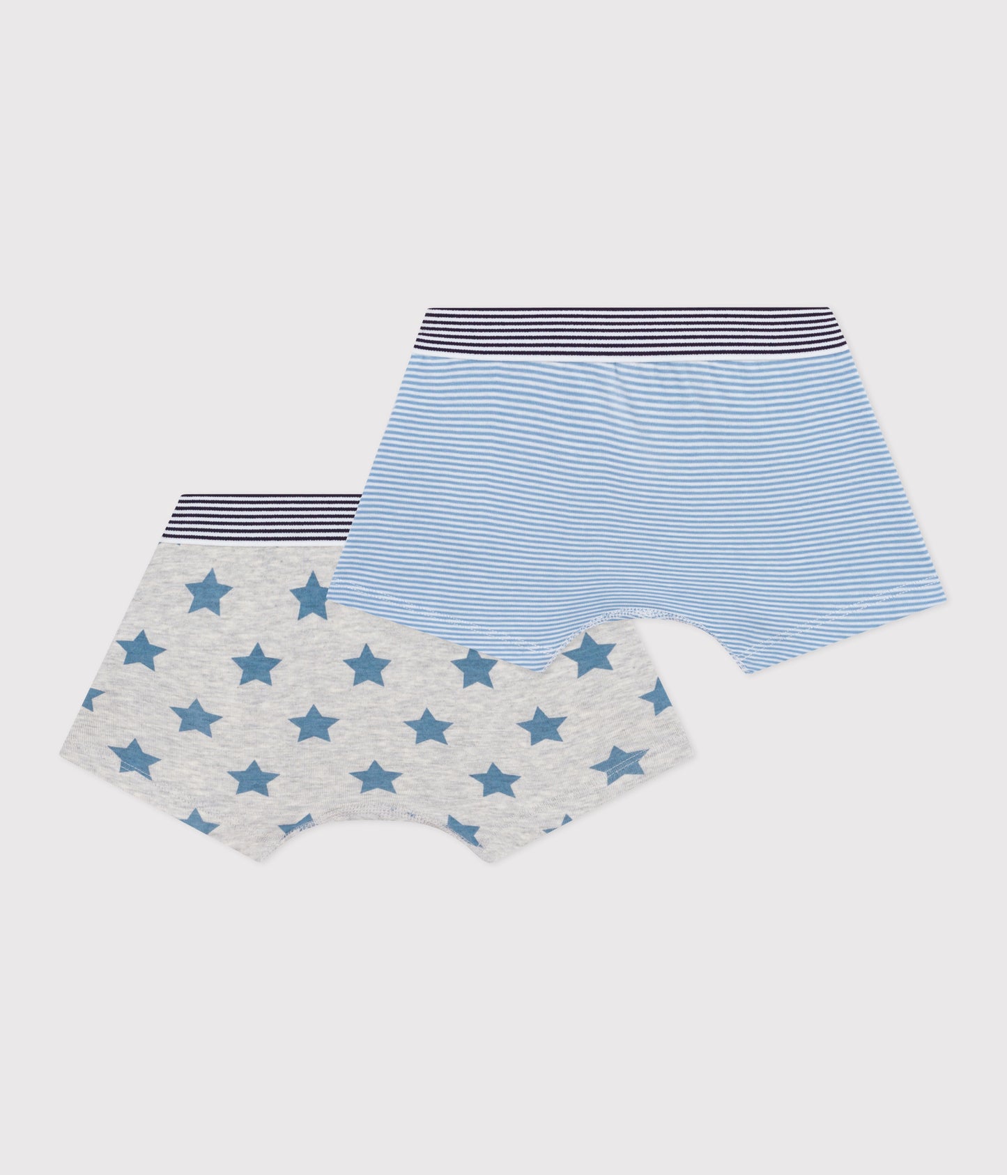 2-pak boxershorts i bomuld lyseblå striber/stjerner