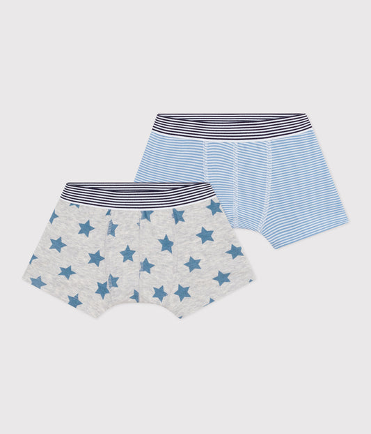 2-pak boxershorts i bomuld lyseblå striber/stjerner