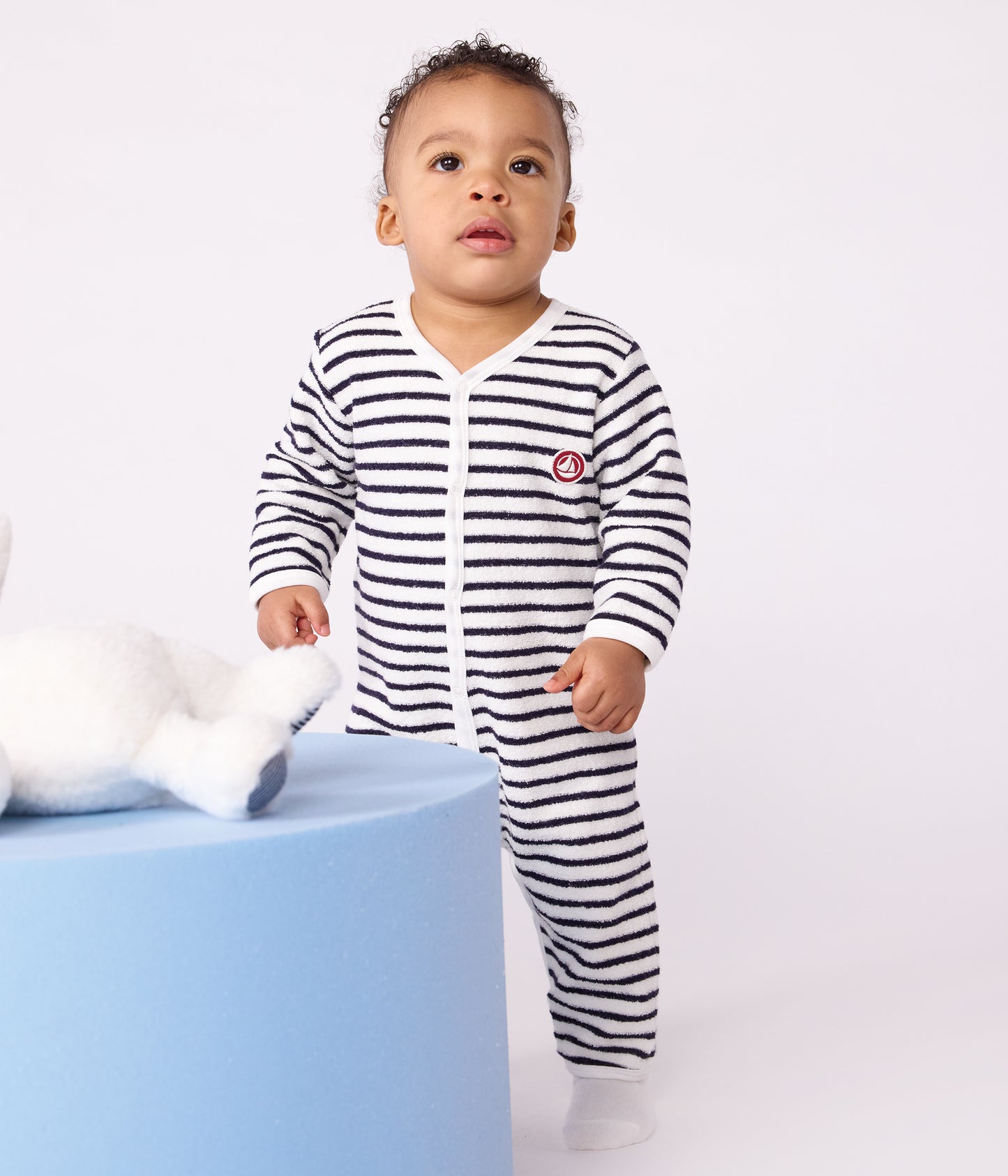 Stribet pyjamas til baby uden fødder