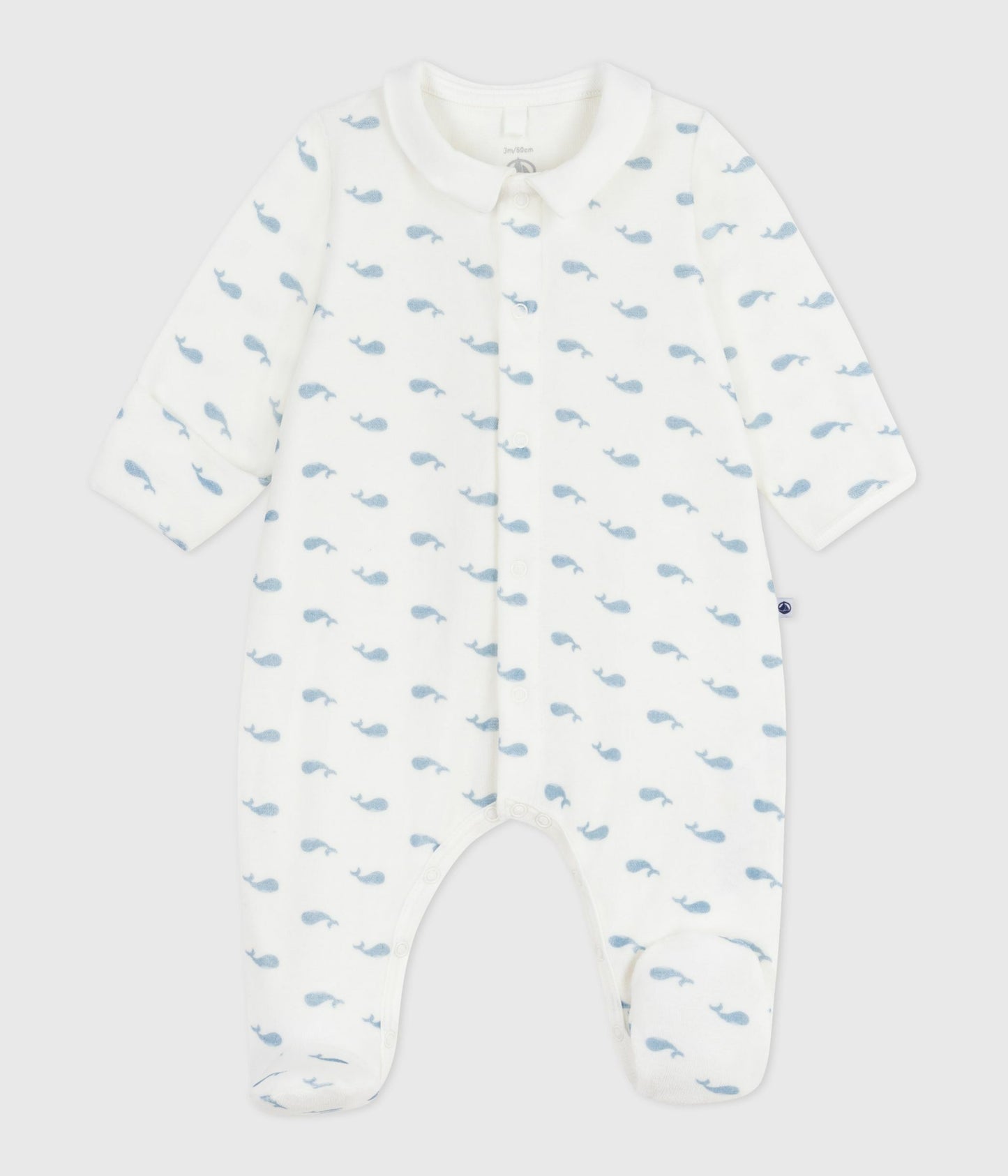 Pyjamas i velour til baby med små hvaler