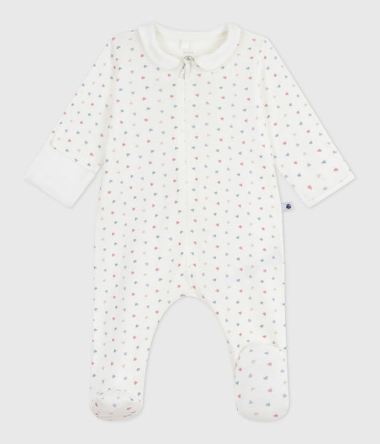 Pyjamas i bomuld til baby med små multifarvede hjerter