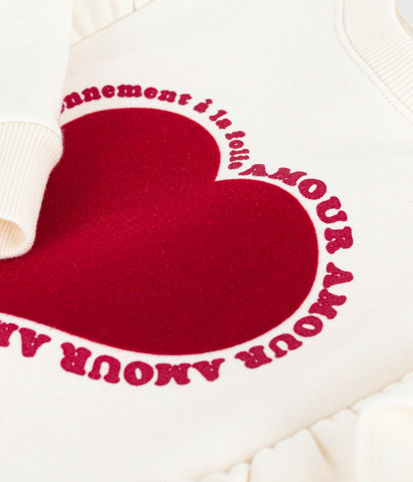 Sweatshirt til piger i råhvid med hjerte