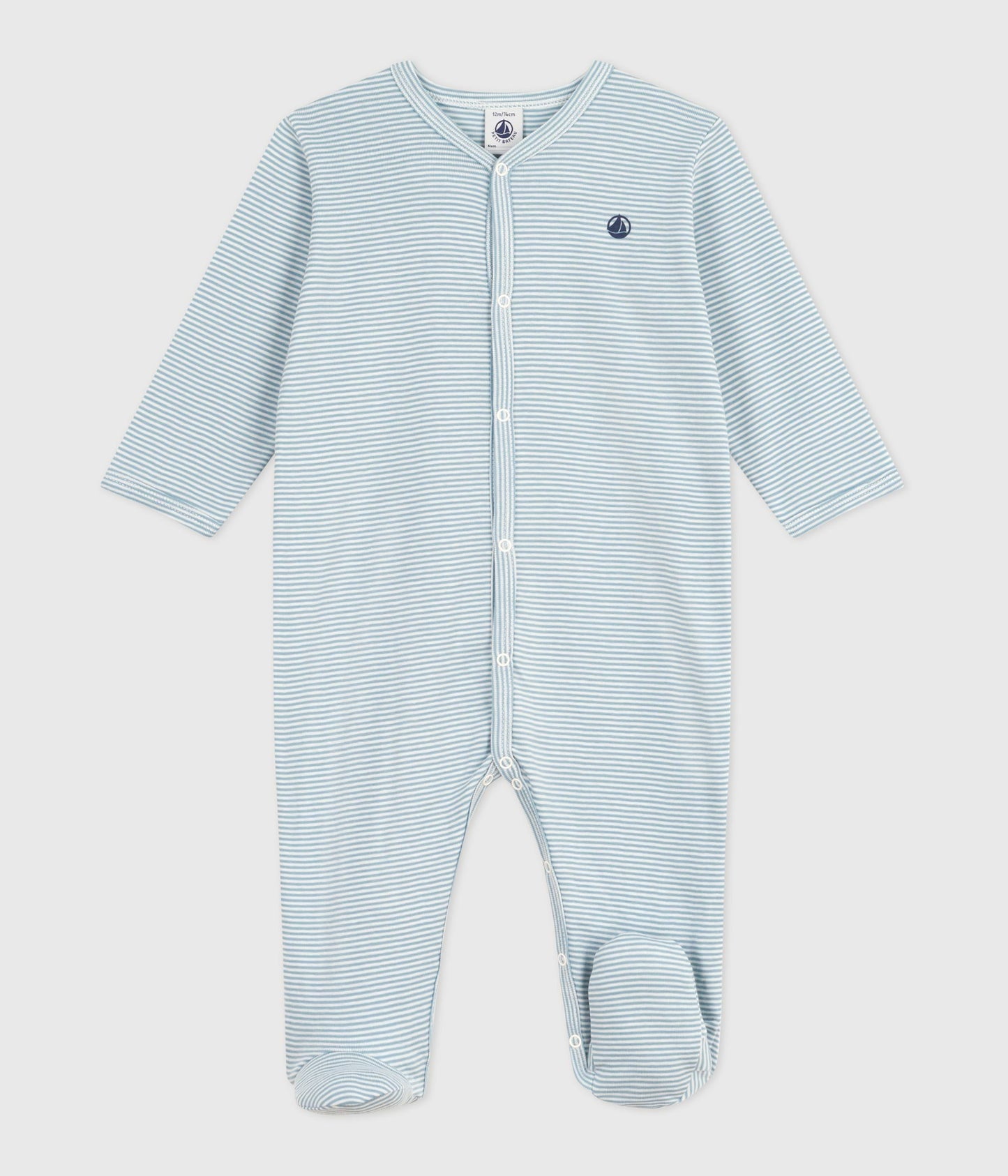 Pyjamas i bomuld til baby med lyseblå striber