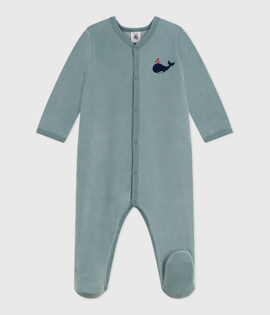 Pyjamas i velour i støvet grøn