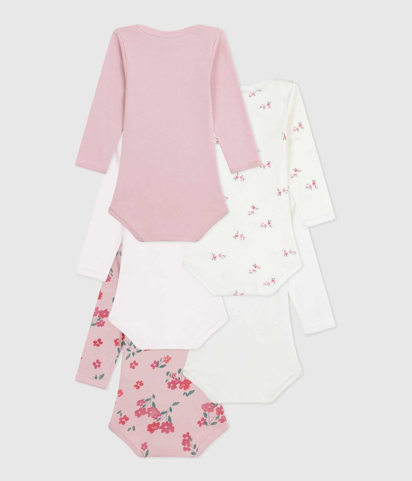 5-pak langærmede body - blomsterprint