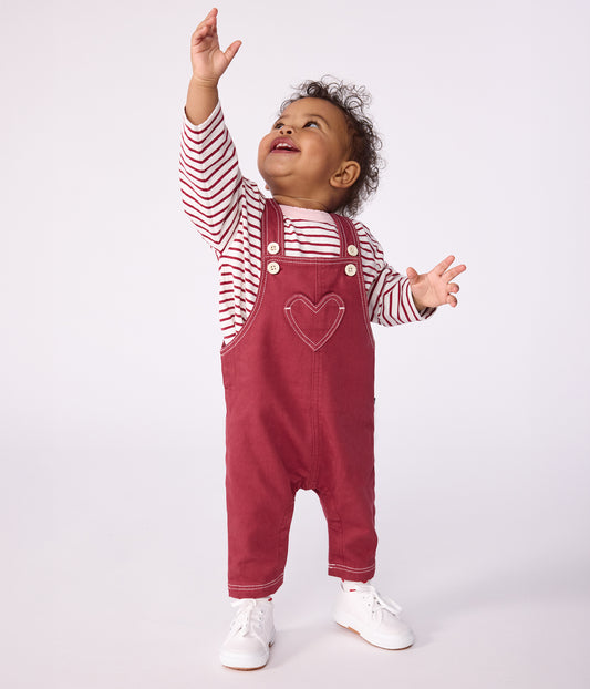 Overalls i rød denim til baby