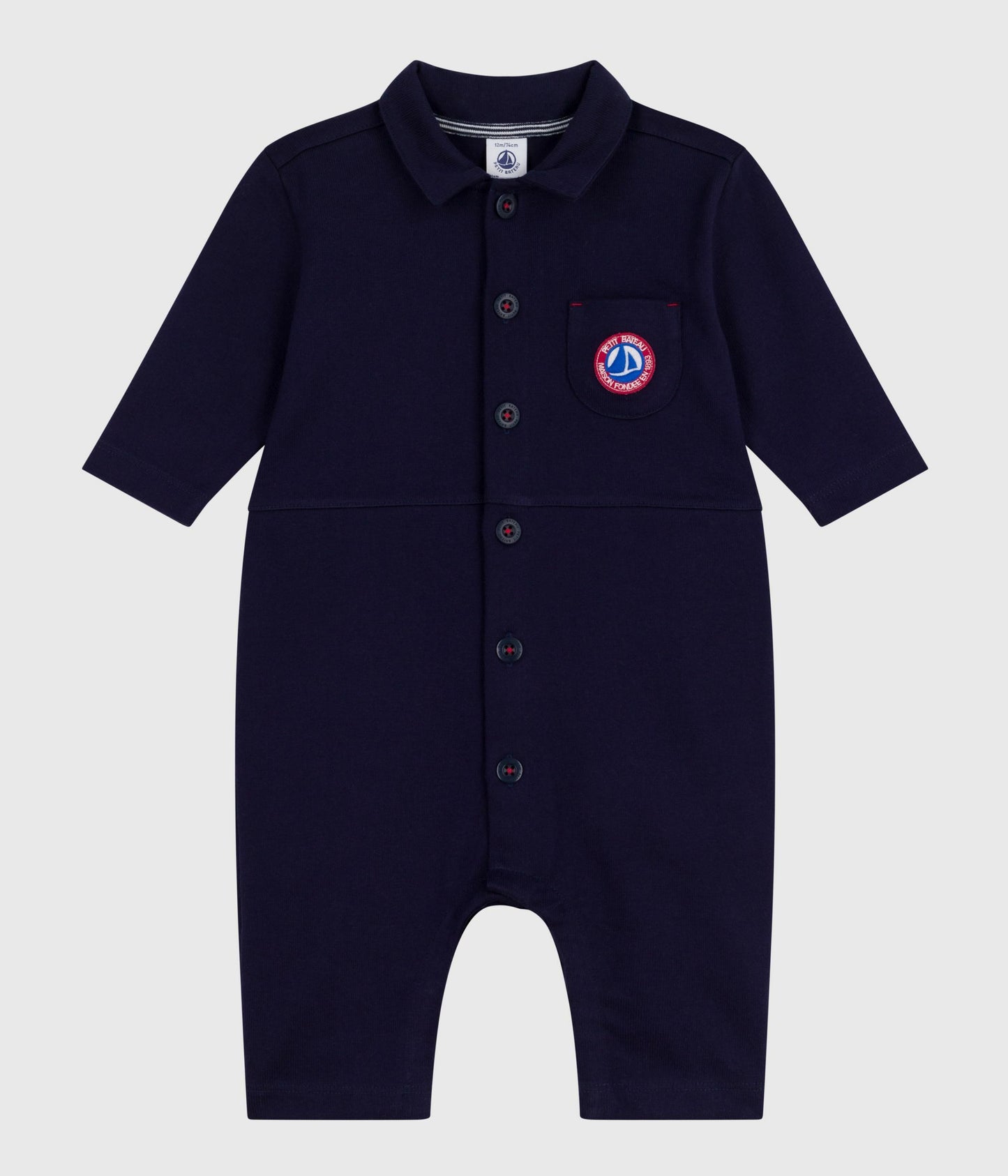 Overalls-inspireret buksedragt i mørkeblå til baby