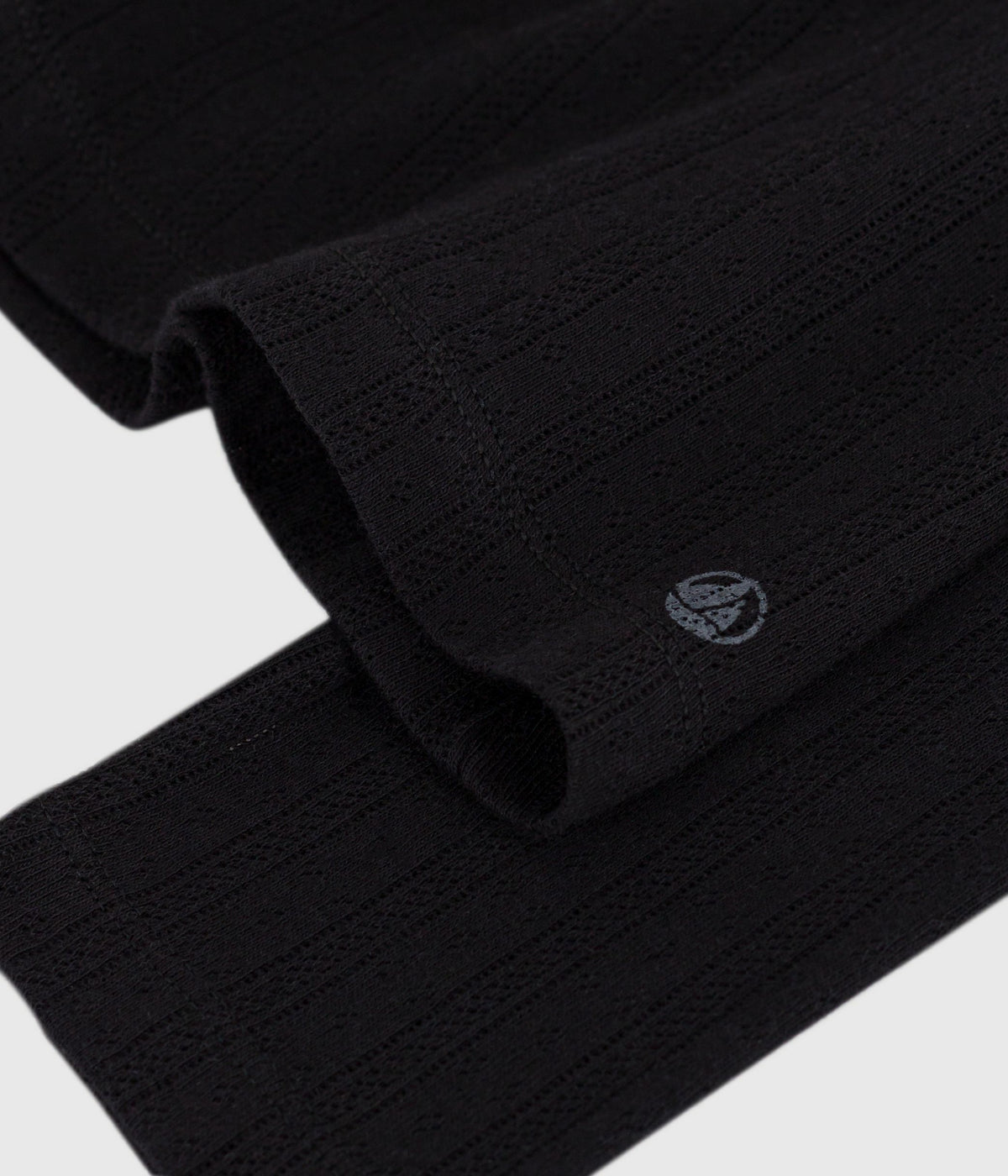 Langærmet t-shirt til kvinder i ensfarvet pointelle - Sort