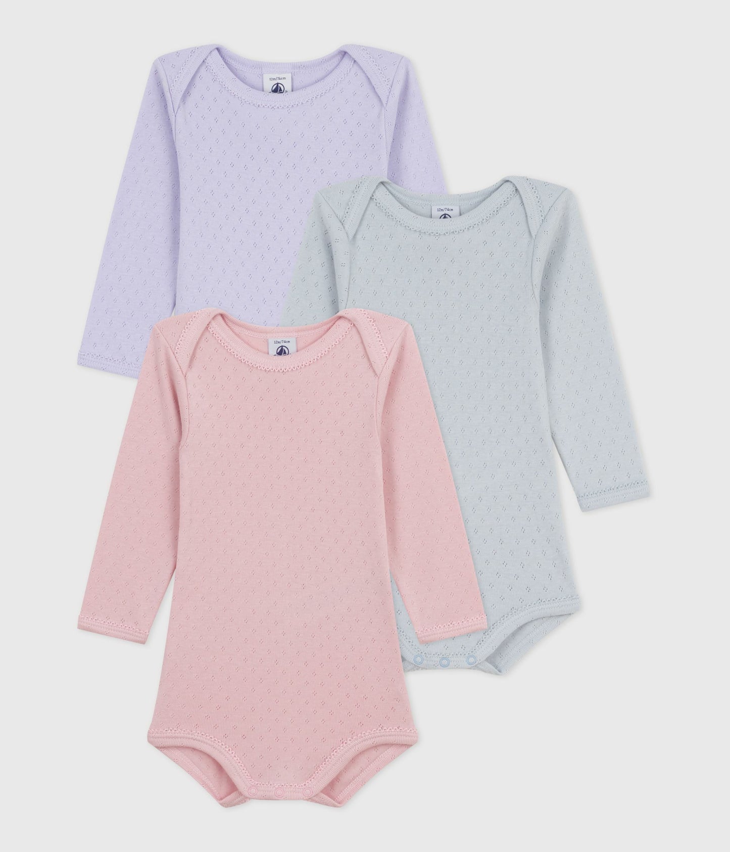 3-pak langærmede body - ensfarvede poentielle