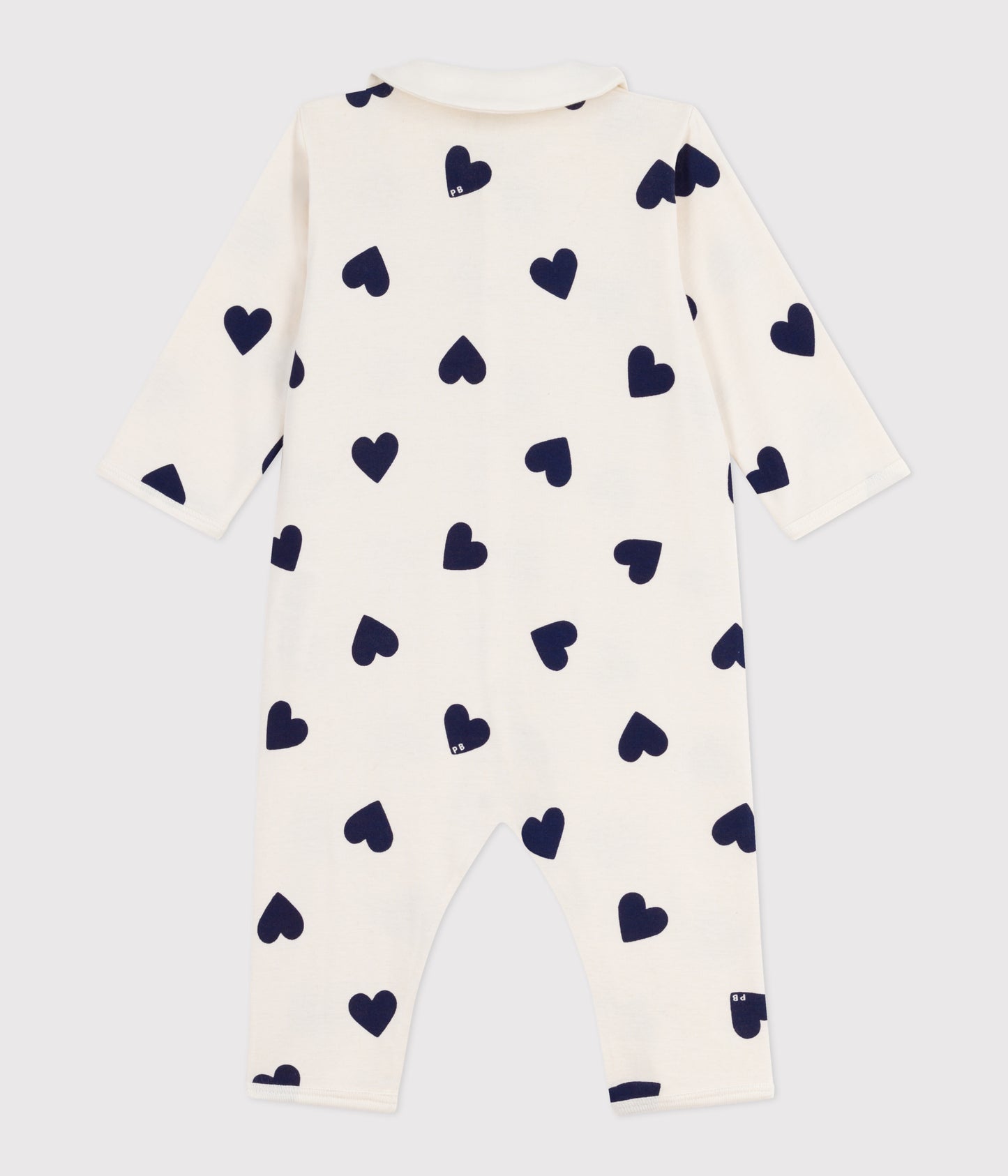 Pyjamas uden fødder til baby med mørkeblå hjerter