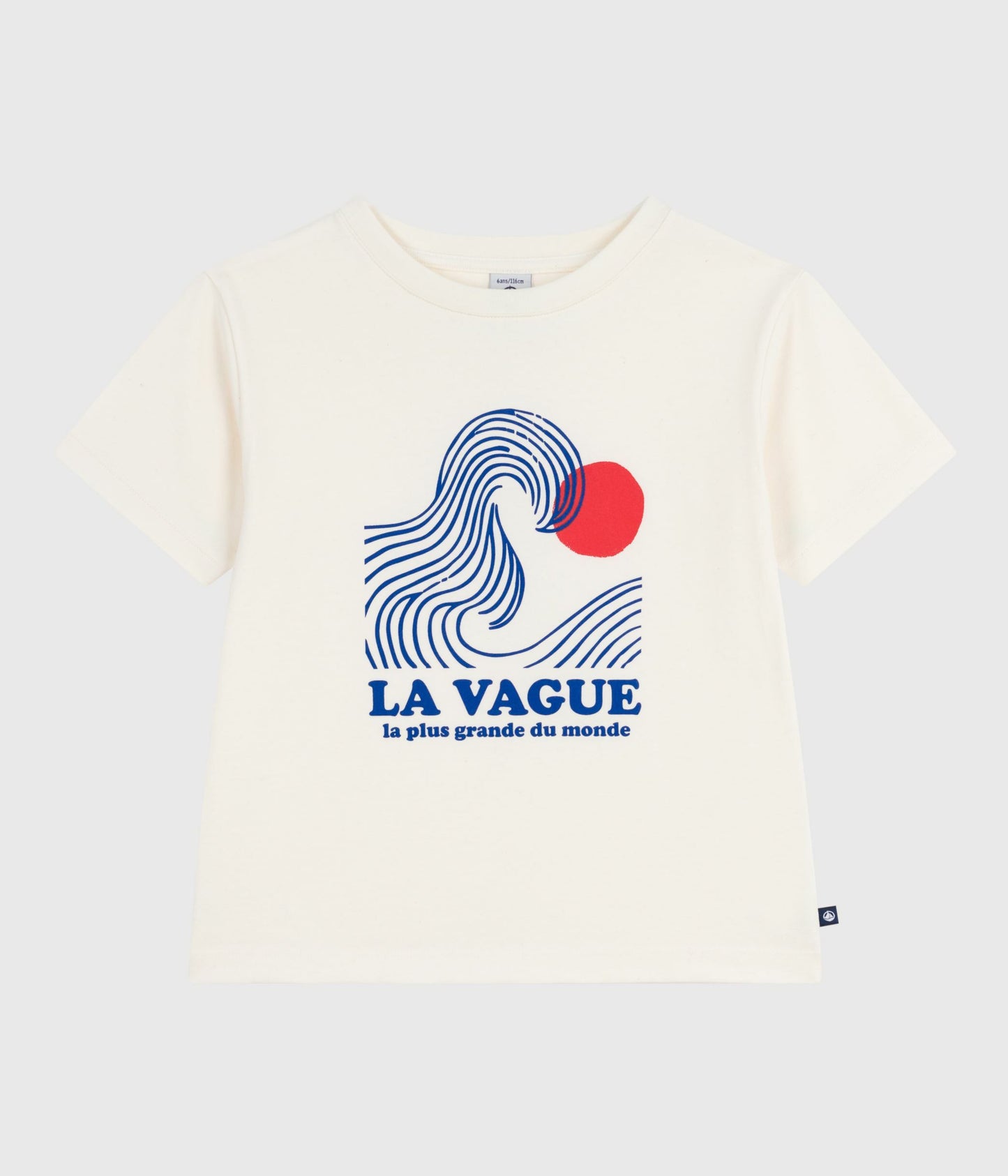T-shirt i hvid bomuld med blå bølge